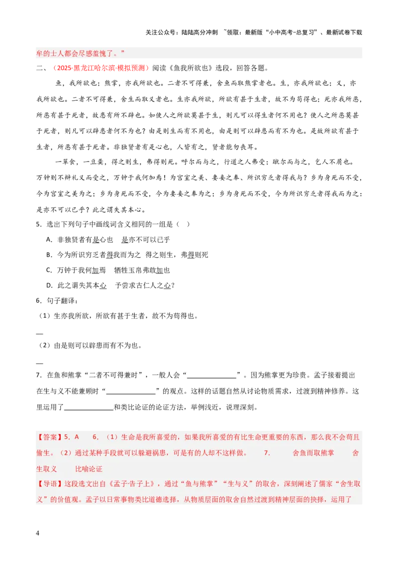 专题17：九下课内文言文阅读精练(练习）解析版_02中考总复习（2026版更新中）_01-语文-中考总复习_2026年中考复习（更新中）