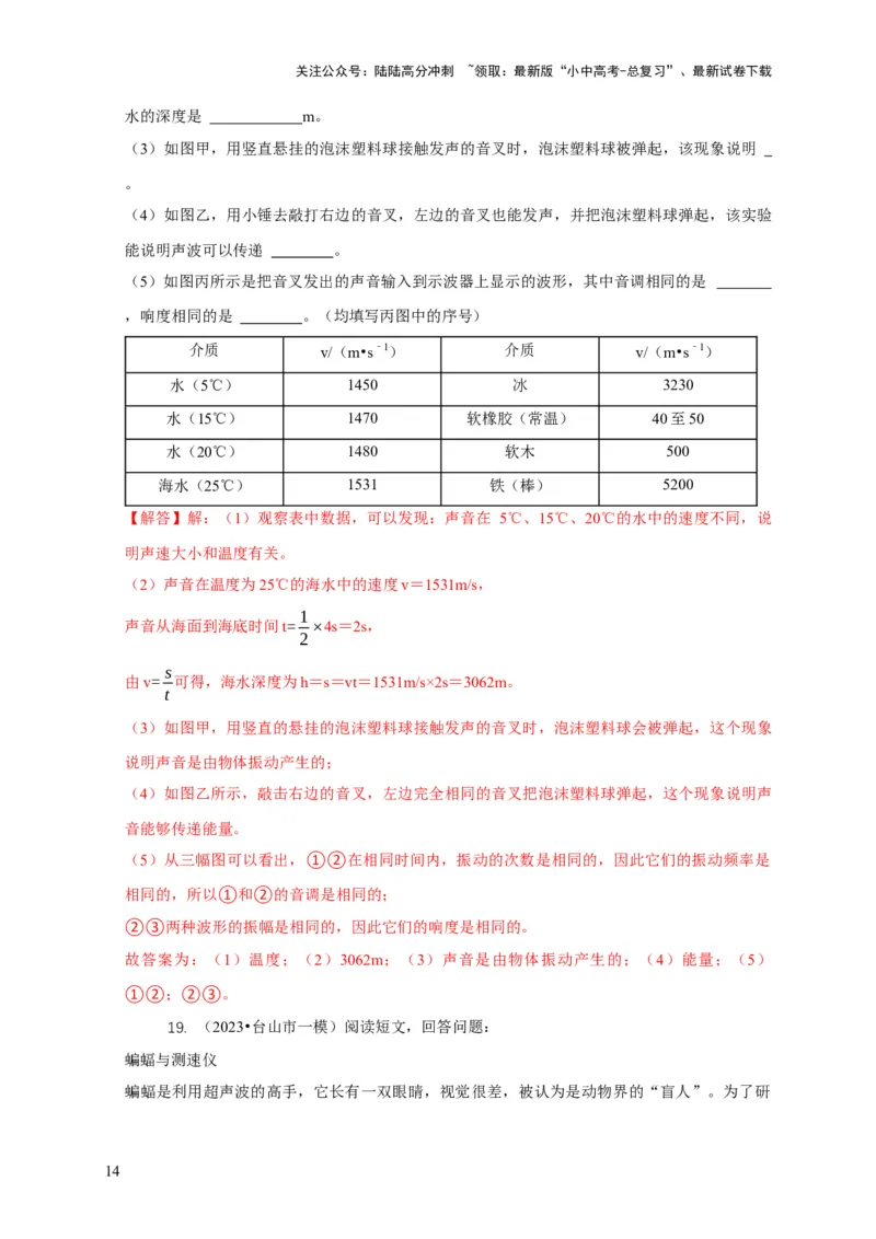 专题1声的产生和传播特性与应用（解析版）_02中考总复习（2026版更新中）_04-物理-中考总复习_2024年中考复习资料_二轮复习_2024年中考物理二轮专项复习核心考点讲解与必刷题型汇编