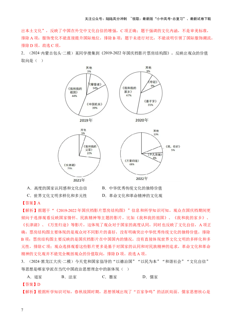 专题18从哪吒银幕到亚冬赛场，文化自信的多维绽放（热点）（讲练）（解析版）_02中考总复习（2026版更新中）_06-历史-中考总复习_2025年中考复习资料_2025中考二轮课件ppt+讲义+练习历史
