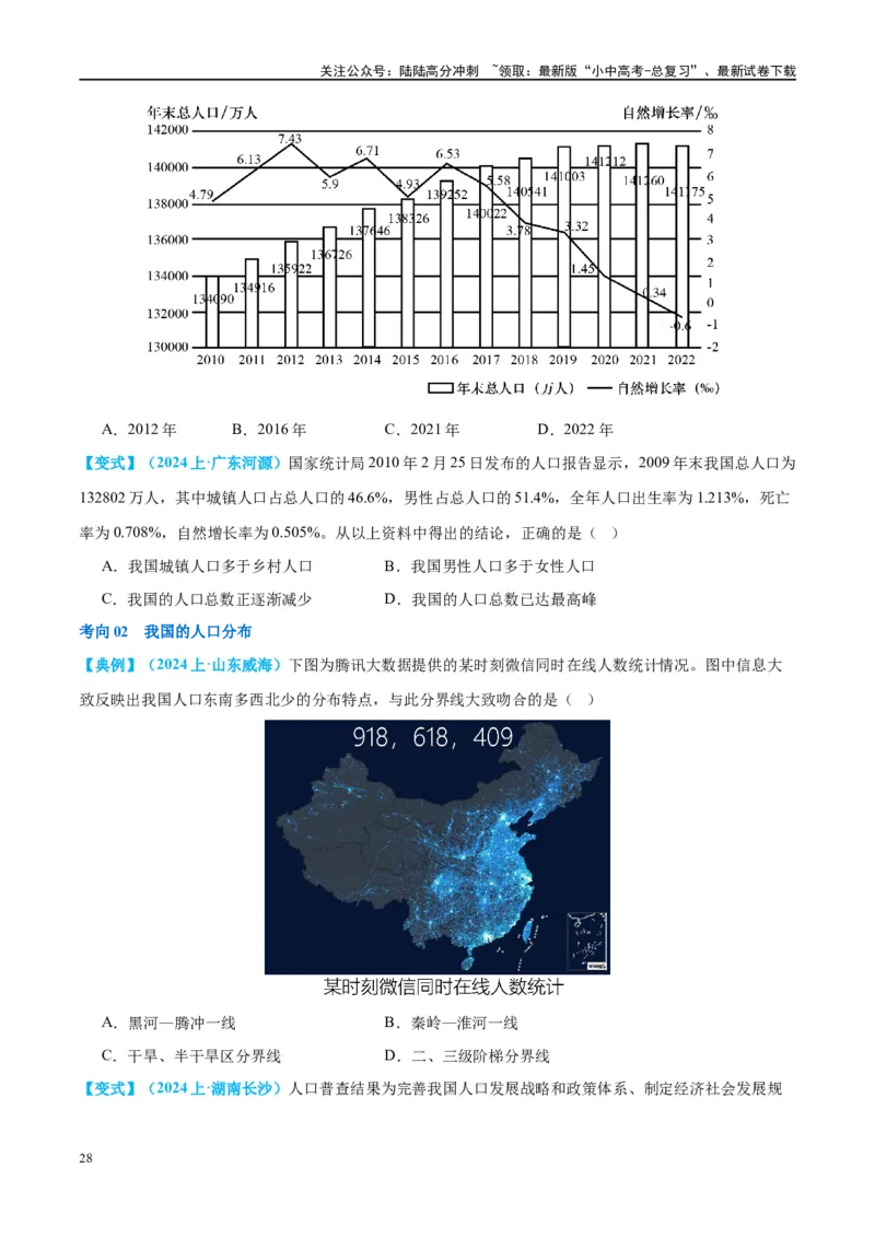 专题17中国的疆域、人口和民族（讲义）（原卷版）_02中考总复习（2026版更新中）_09-地理-中考总复习_2024年中考复习资料_一轮复习_❤2024年中考地理一轮复习讲练测（全国通用）