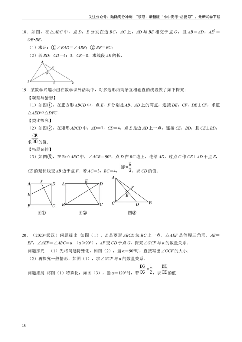 专题19图形的相似与位似的核心知识点精讲（讲义）-备战2024年中考数学一轮复习考点帮（全国通用）（原卷版）_02中考总复习（2026版更新中）_02-数学-中考总复习_2024年中考复习资料_讲义