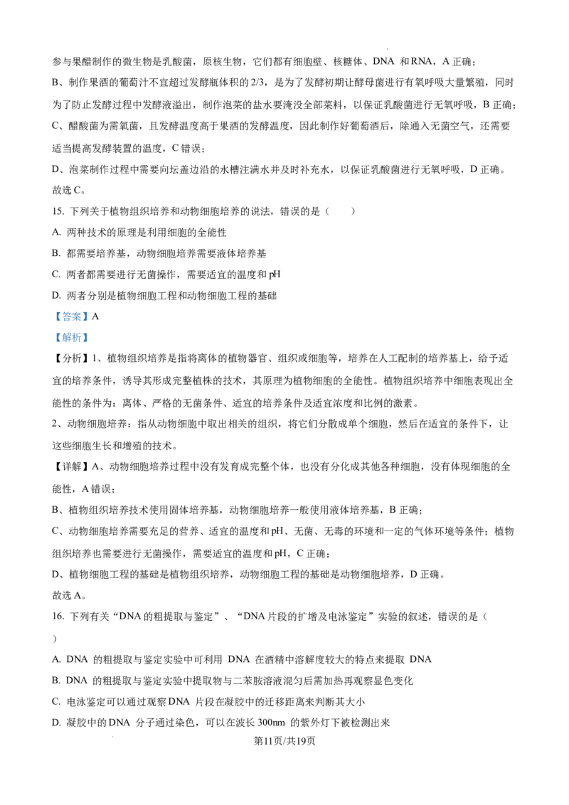 云南师范大学附属中学2025届高三高考适应性月考卷（四）生物答案_A1502026各地模拟卷（超值！）_10月_241024云南师范大学附属中学2025届高三高考适应性月考卷（四）