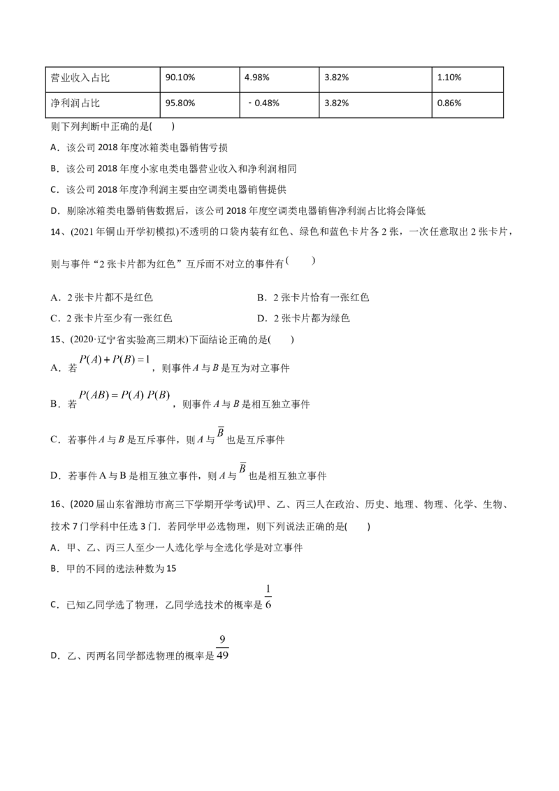 2021年高考数学精选考点专项突破题集专题9.1随机变量与古典概型（学生版）_2.2025数学总复习_2023年新高考资料_一轮复习_2023新高考一轮复习讲义+课件_学生版
