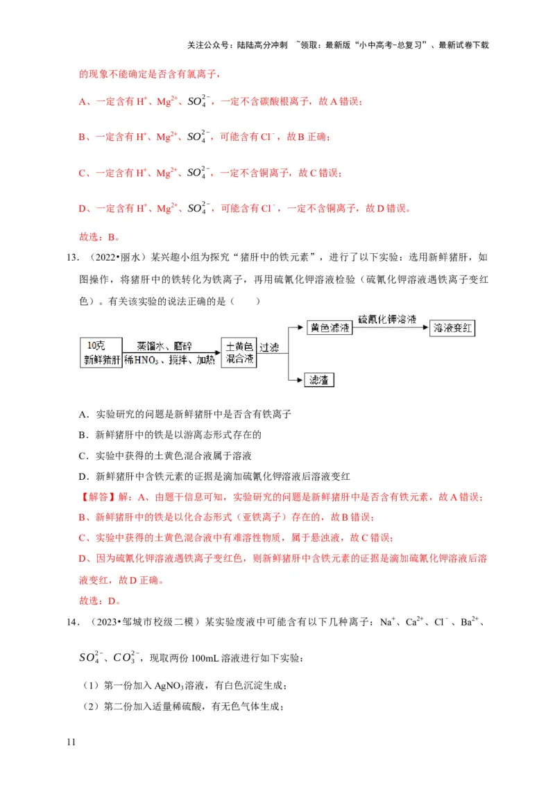 专题16物质的检验与鉴别（解析版）_02中考总复习（2026版更新中）_05-化学-中考总复习_2024年中考复习资料_专项复习资料_2024年中考化学复习考点一遍过（全国通用）