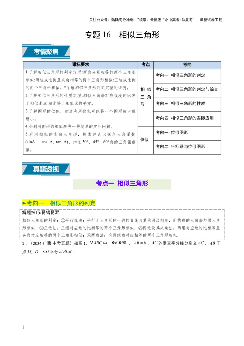专题16相似三角形（解析版）_02中考总复习（2026版更新中）_02-数学-中考总复习_2025中考复习资料_备战2025年中考数学真题题源解密（全国通用）