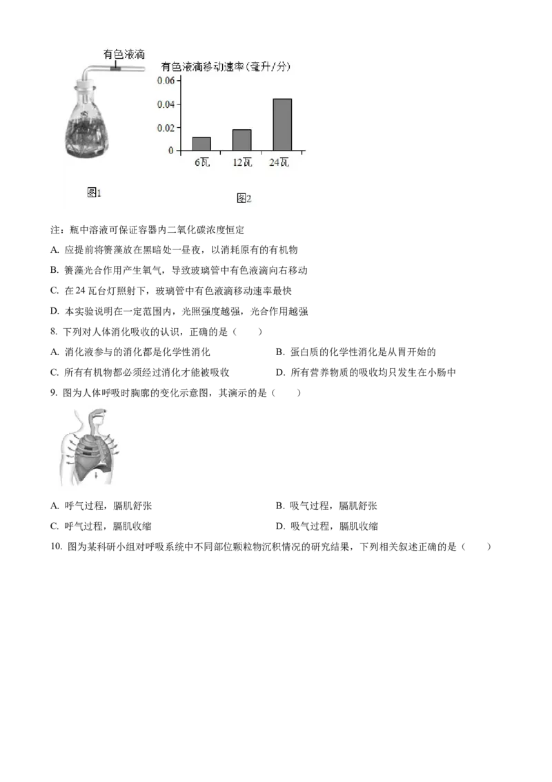 精品解析：北京市十一学校2021-2022学年八年级下学期期中生物试题（原卷版）(1)_北京初中期末题_C605-京七八九_B京生物七八九_北京八下生物