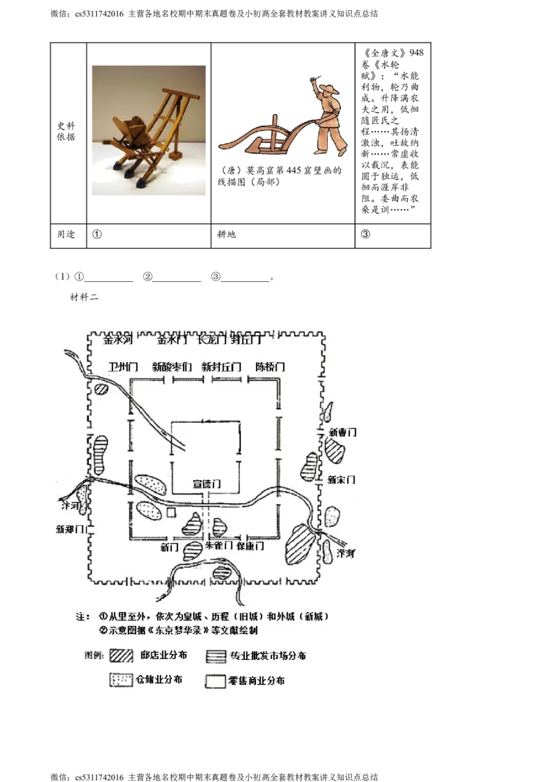 精品解析：北京市第二中学教育集团2022~2023学年七年级下学期期末历史试题（原卷版）(1)_北京初中期末题_C605-京七八九_B京历史七八九_北京7下历史_2022-2024_北京历史7下期末