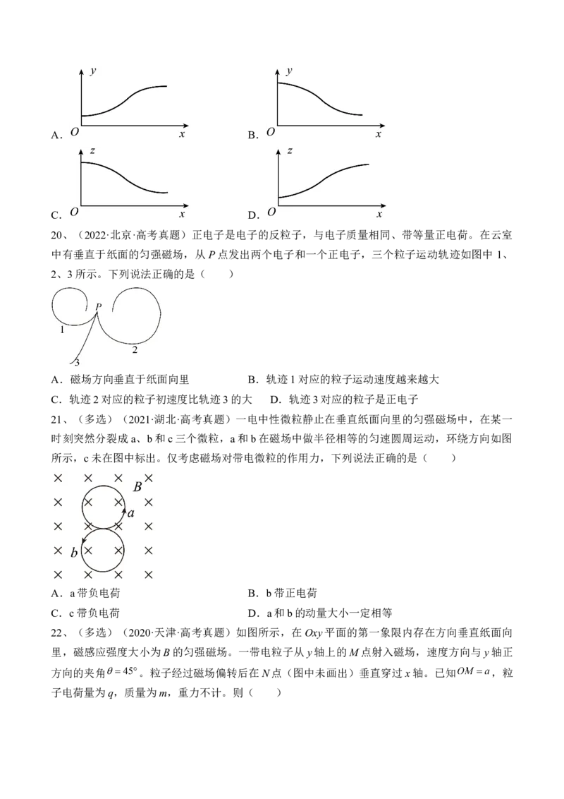专题12.2　磁场对运动电荷的作用　带电粒子在有界匀强磁场中的运动练&mdash;&mdash;2023年高考物理一轮复习讲练测（新教材新高考通用）（原卷版）_4.2025物理总复习_2023年新高复习资料
