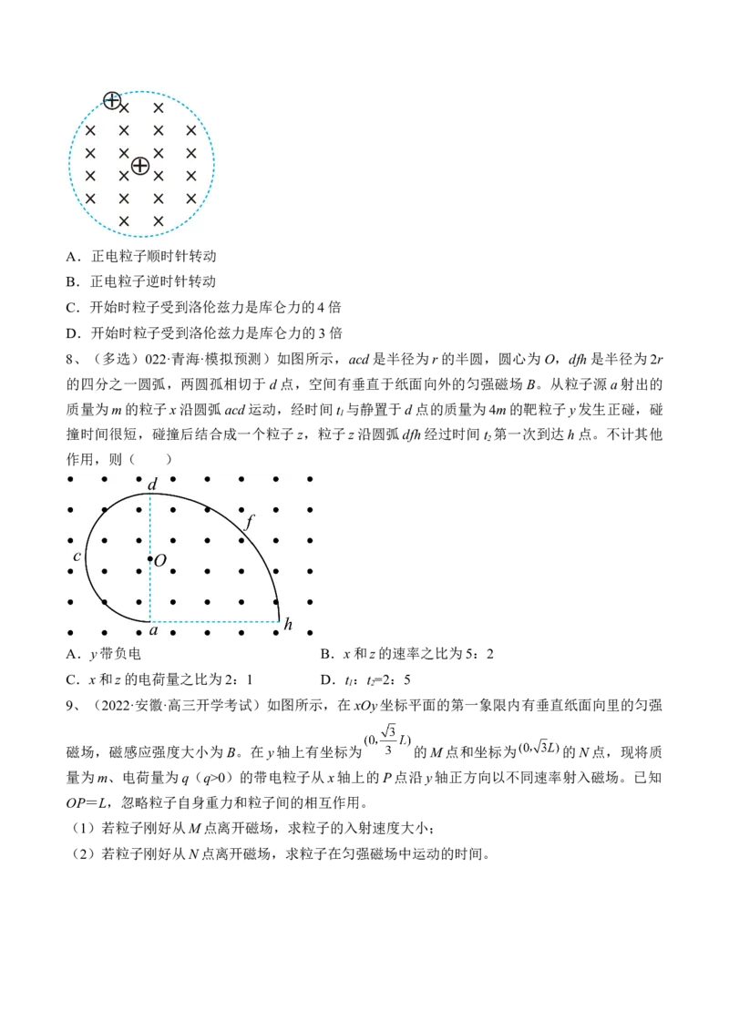 专题12.2　磁场对运动电荷的作用　带电粒子在有界匀强磁场中的运动练&mdash;&mdash;2023年高考物理一轮复习讲练测（新教材新高考通用）（原卷版）_4.2025物理总复习_2023年新高复习资料