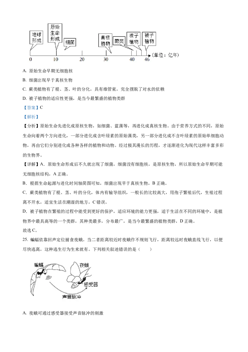 精品解析：北京市燕山地区2022-2023学年八年级上学期期末生物试题（解析版）(1)_北京初中期末题_C605-京七八九_B京生物七八九_北京八上生物_2022-2023