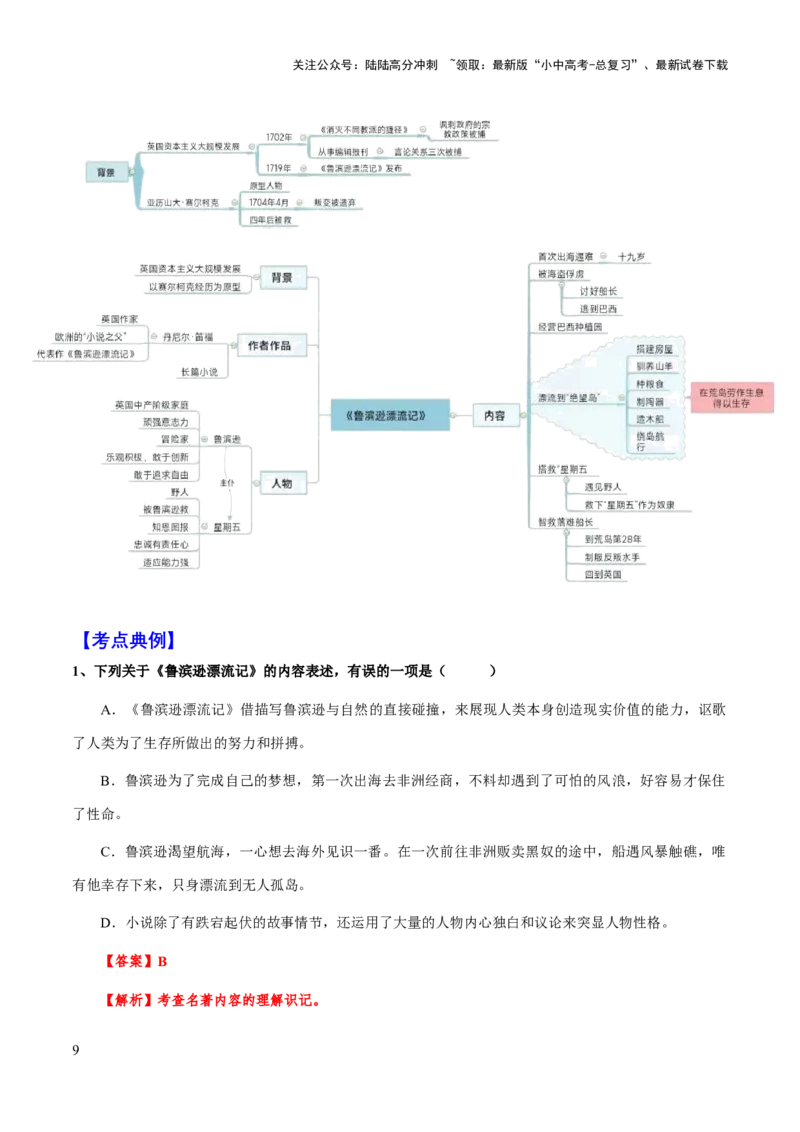 专题27《鲁滨逊漂流记》（知识梳理+练习）(解析版）_02中考总复习（2026版更新中）_01-语文-中考总复习_2025年中考资料_备战2025年中考语文一轮复习考点突破（全国通用）