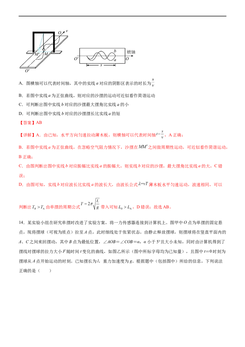 专题11机械振动和机械波（精练）（解析版）_4.2025物理总复习_赠品通用版（老高考）复习资料_二轮复习_2023年高考物理二轮复习讲练测（全国通用）