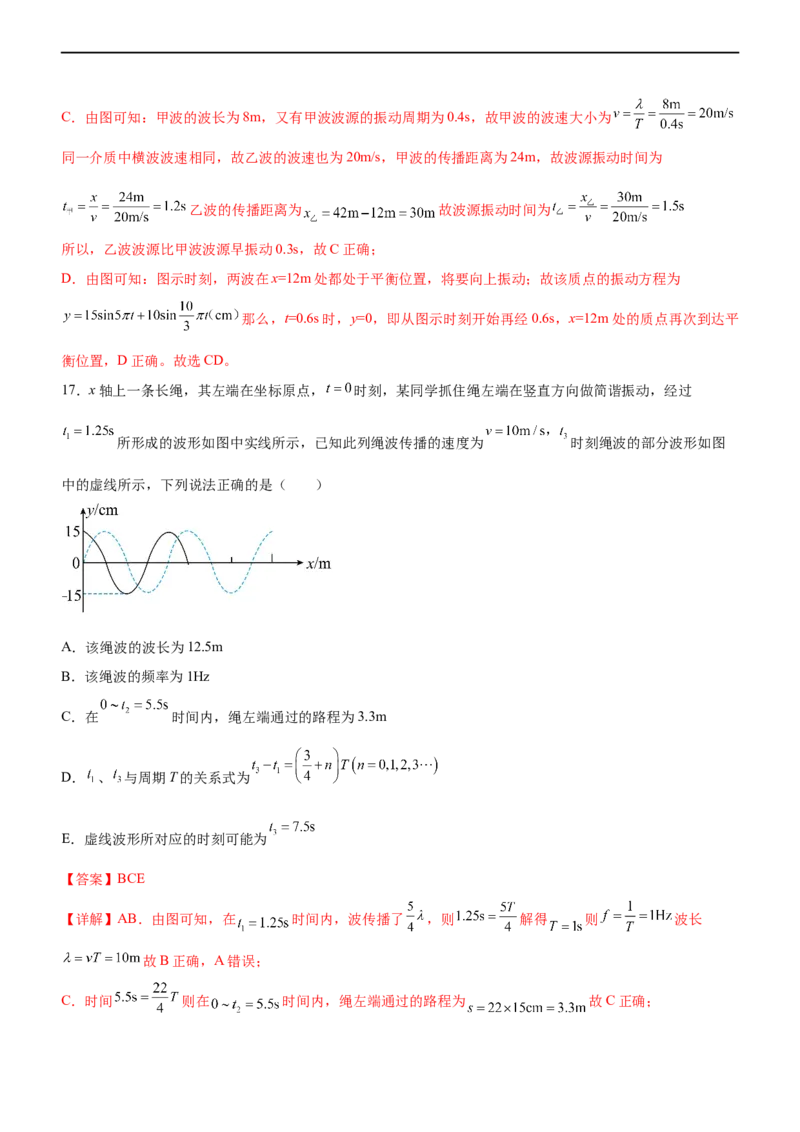 专题11机械振动和机械波（精练）（解析版）_4.2025物理总复习_赠品通用版（老高考）复习资料_二轮复习_2023年高考物理二轮复习讲练测（全国通用）