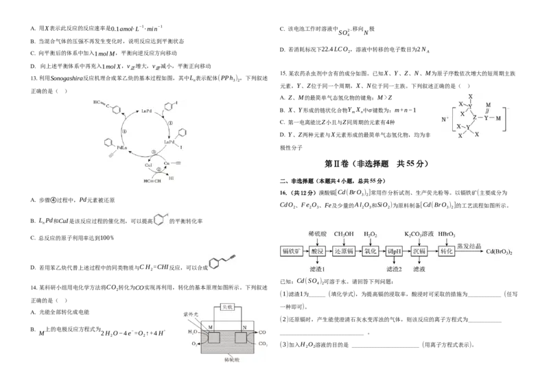高三化学期中考试试题_A1502026各地模拟卷（超值！）_11月_241101黑龙江省大庆市大庆中学2024-2025学年高三上学期10月期中考试