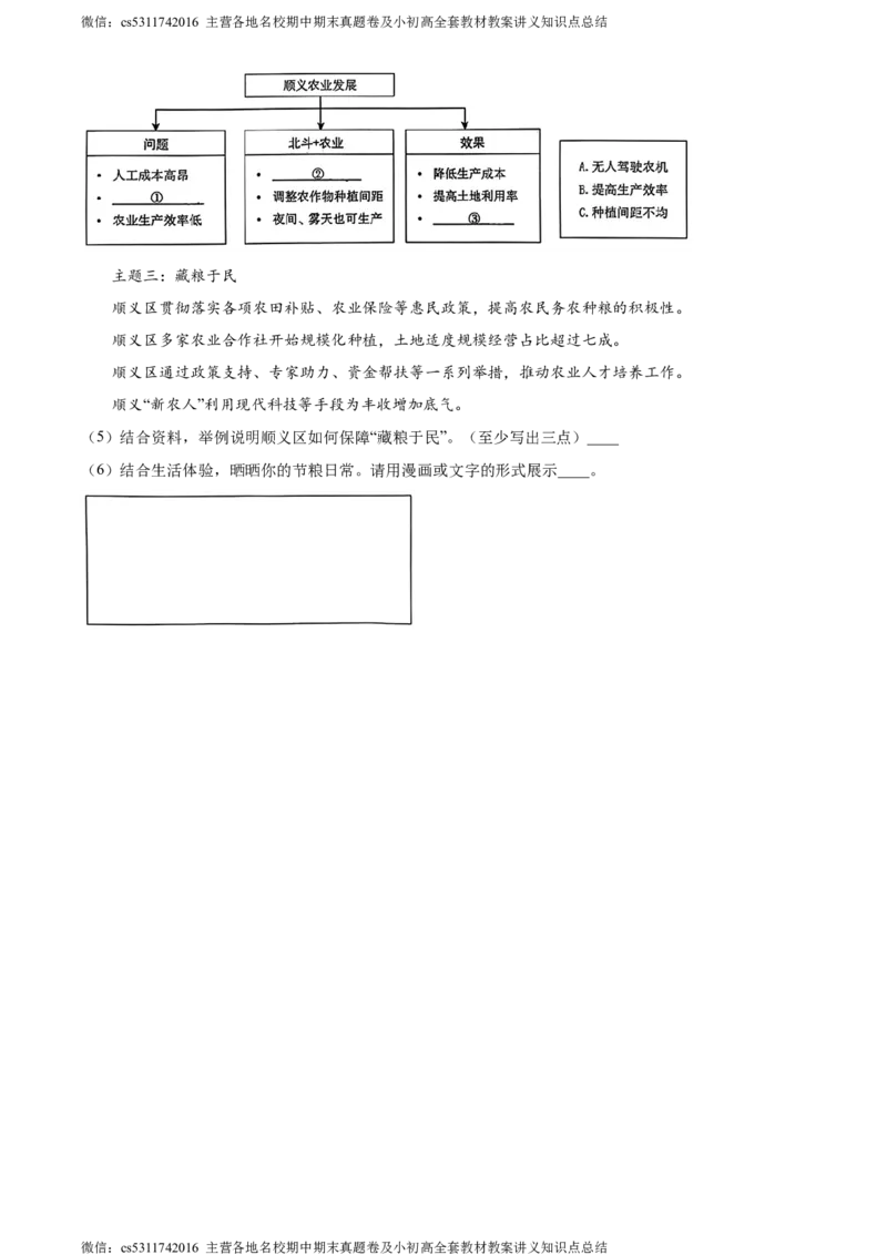 精品解析：北京市顺义区2023-2024学年七年级下学期期末地理试题（原卷版）(1)_北京初中期末题_C605-京七八九_B京地理七八九_地理_北京7下地理_2022-2024_北京地理7下期末