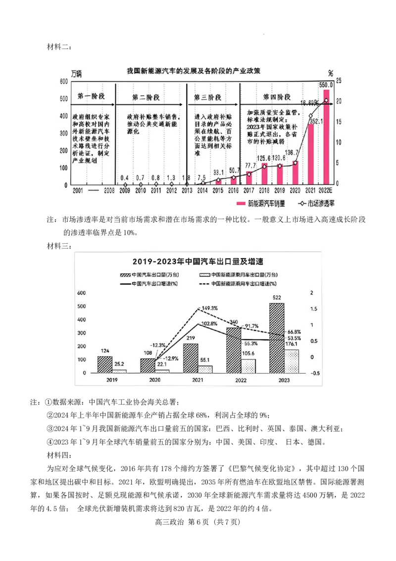 重庆市西南大学附属中学校2024-2025学年高三上学期11月阶段性检测（二）政治试题_A1502026各地模拟卷（超值！）_12月