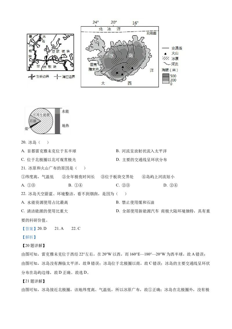 精品解析：北京市海淀区2021-2022学年八年级下学期期末练习地理试题（解析版）(1)_北京初中期末题_C605-京七八九_B京地理七八九_地理_北京八下地理