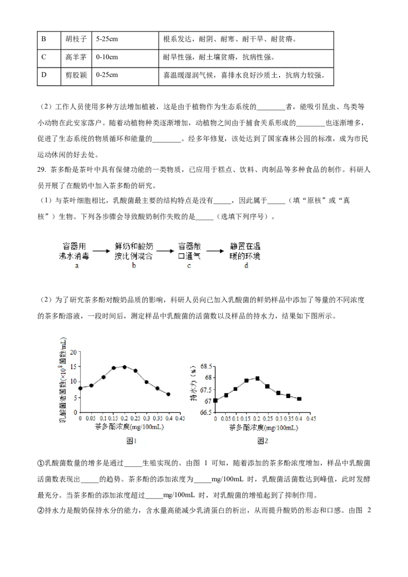 精品解析：北京市第八十中学2022-2023学年八年级3月月考生物试题（原卷版）(1)_北京初中期末题_C605-京七八九_B京生物七八九_北京八下生物