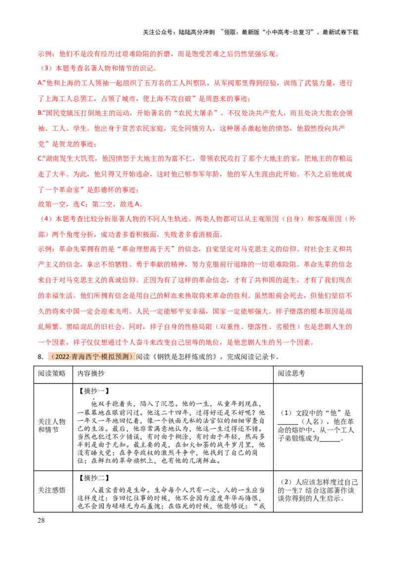 专题32阅读方法、启示及名著推荐词（三大知识点）（讲练）-2024年中考语文二轮复习讲练测（全国通用）（解析版）_02中考总复习（2026版更新中）_01-语文-中考总复习_2024年中考资料_讲义