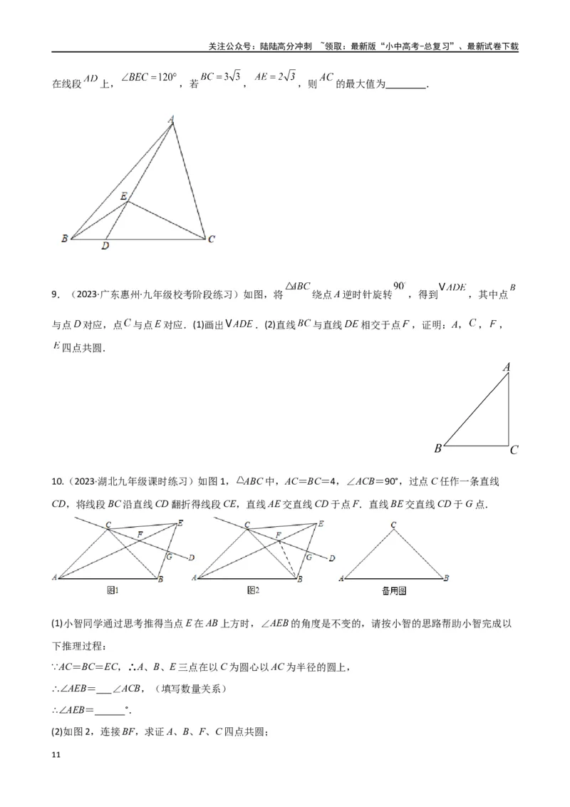 专题31圆中的重要模型之四点共圆模型（原卷版）_02中考总复习（2026版更新中）_02-数学-中考总复习_2024年中考复习资料_专项复习资料