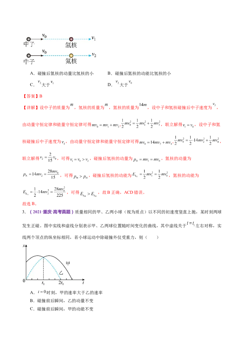 专题07动量定理动量守恒定律（练习）（解析版）_4.2025物理总复习_2024年新高考资料_2.2024二轮复习_2024年高考物理二轮复习讲练测（新教材新高考）