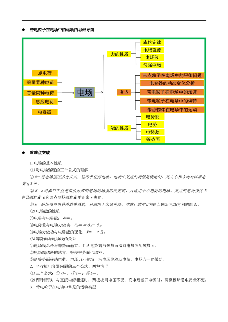 09讲带电粒子在电场中的运动解析版_4.2025物理总复习_2023年新高复习资料_二轮复习_2023届高三物理二轮复习精讲精练（新高考）