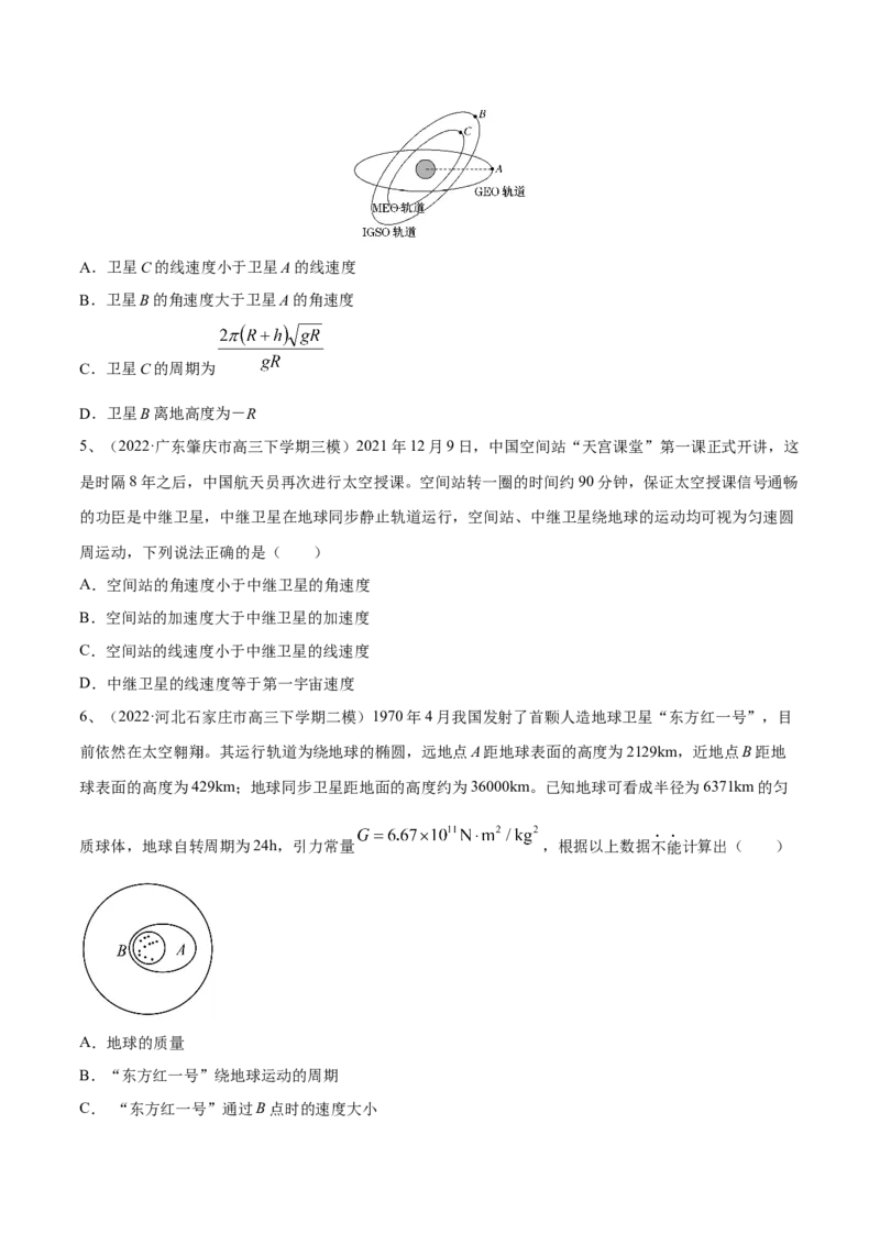 万有引力与航天章末测试（原卷版）_4.2025物理总复习_2023年新高复习资料_一轮复习_2023年高三物理一轮复习精讲精练278111462_第五章万有引力与宇宙航行