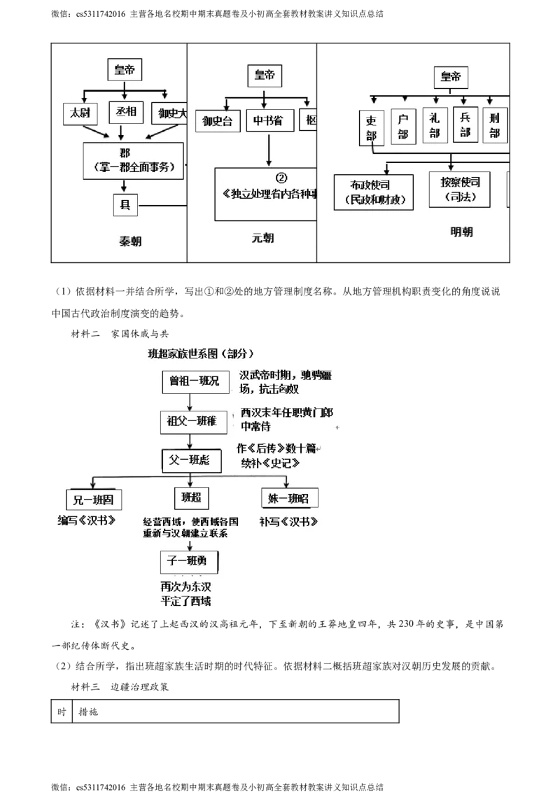 精品解析：北京市顺义区2023~2024学年七年级下学期期末历史试题（原卷版）(1)_北京初中期末题_C605-京七八九_B京历史七八九_北京7下历史_2022-2024_北京历史7下期末