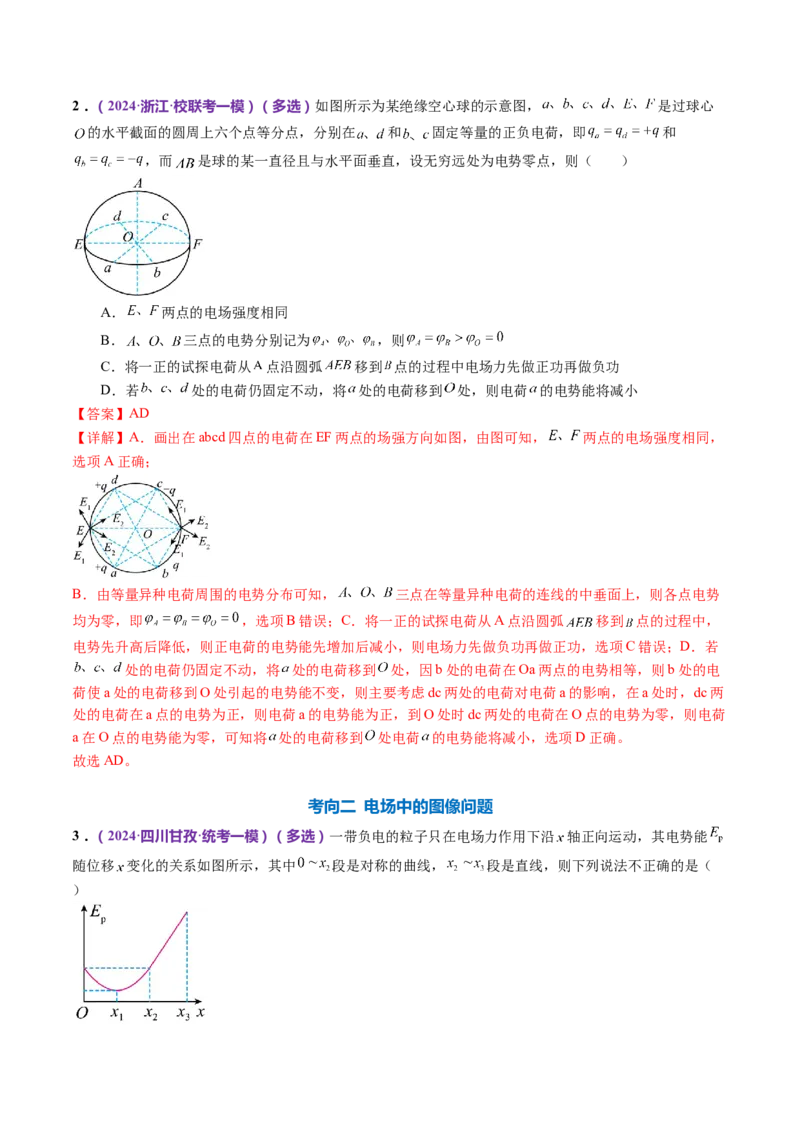 专题09电场带电粒子在电场中的运动（讲义）（解析版）_4.2025物理总复习_2024年新高考资料_2.2024二轮复习_2024年高考物理二轮复习讲练测（新教材新高考）