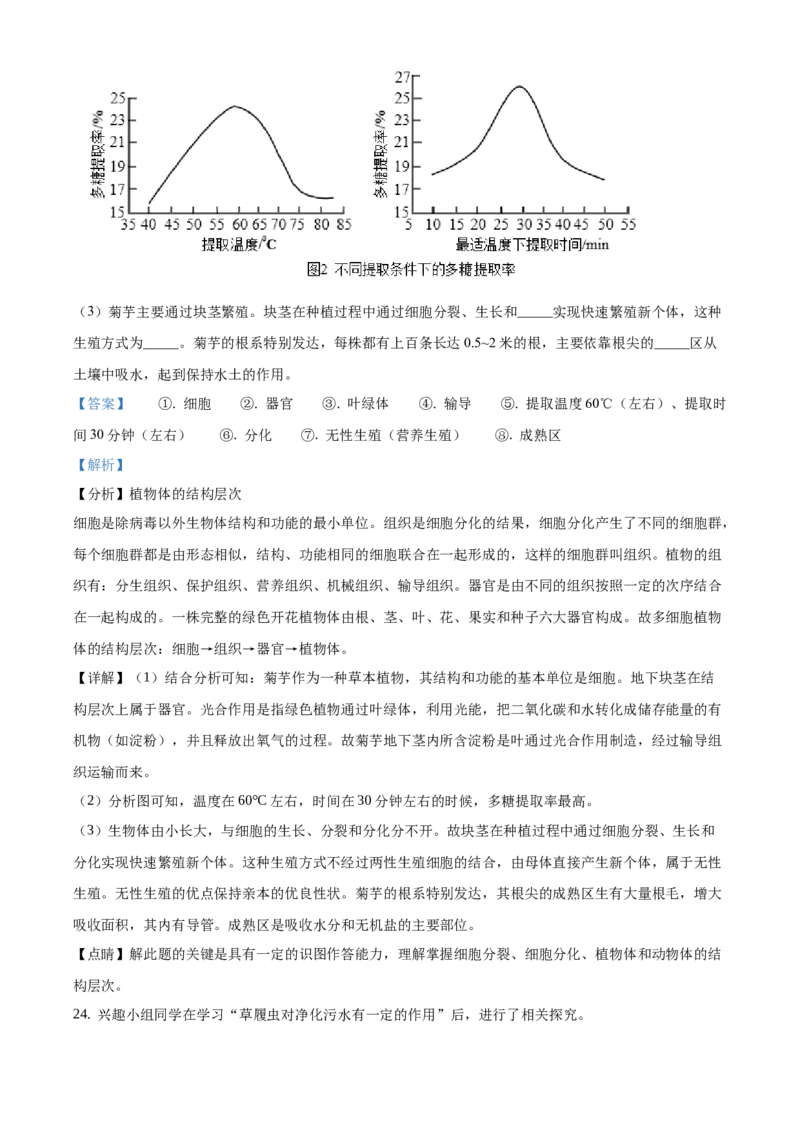 精品解析：北京市西城区2020-2021学年七年级上学期期末生物试题（解析版）(1)_北京初中期末题_C605-京七八九_B京生物七八九_北京7上生物_2020-2021