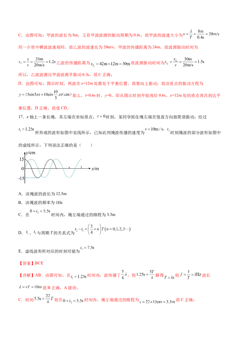 专题11机械振动和机械波（精练）（解析版）_4.2025物理总复习_赠品通用版（老高考）复习资料_二轮复习_2023年高考物理二轮复习讲练测（全国通用）288435117