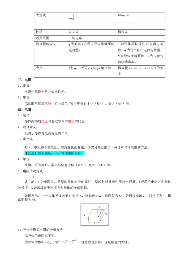 专题11恒定电流（解析版）_4.2025物理总复习_2025年新高考资料_一轮复习_2025年高考物理一轮复习知识清单