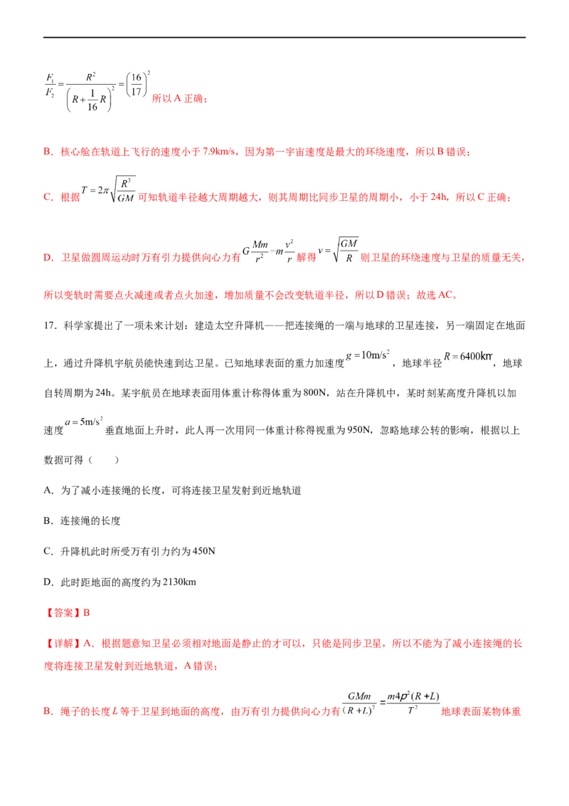 专题04万有引力定律与航天（精练）（解析版）_4.2025物理总复习_赠品通用版（老高考）复习资料_二轮复习_2023年高考物理二轮复习讲练测（全国通用）
