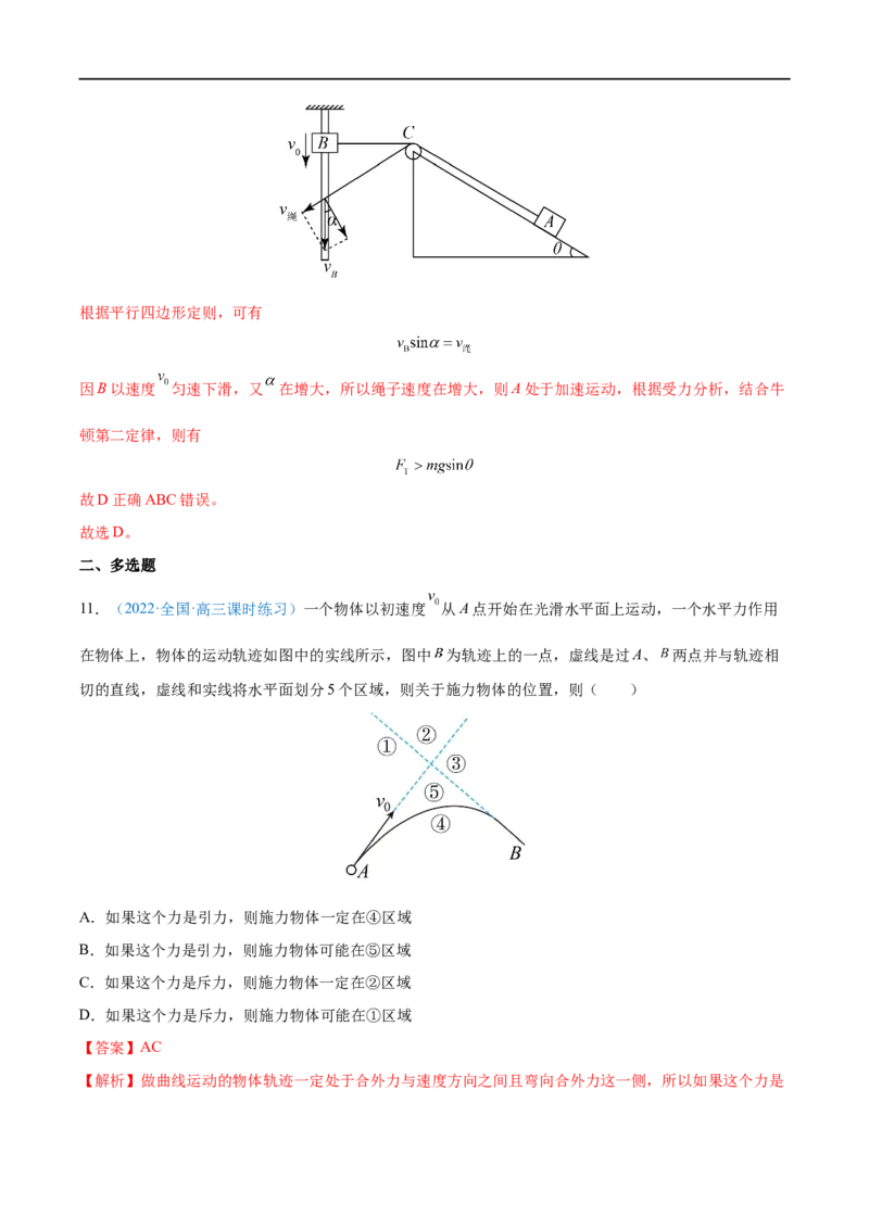 专题07曲线运动　运动的合成与分解&mdash;&mdash;全攻略备战2023年高考物理一轮重难点复习（解析版）_4.2025物理总复习_2023年新高复习资料_一轮复习
