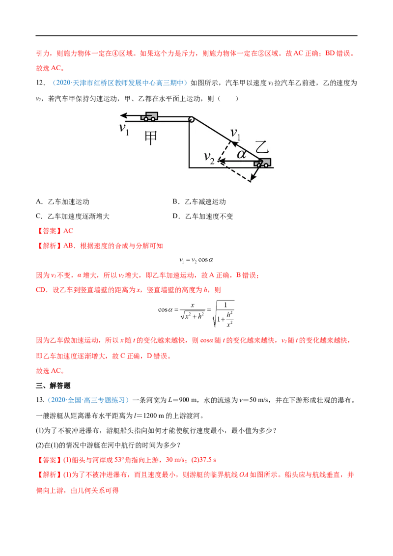 专题07曲线运动　运动的合成与分解&mdash;&mdash;全攻略备战2023年高考物理一轮重难点复习（解析版）_4.2025物理总复习_2023年新高复习资料_一轮复习