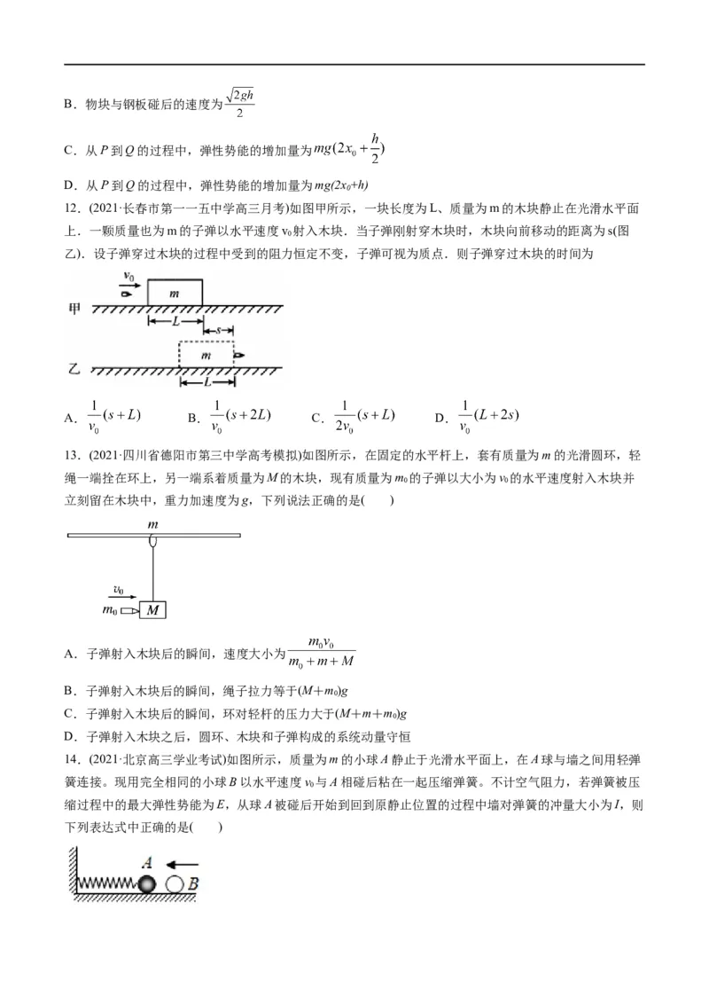 专题08：动量问题综合（原卷版）_4.2025物理总复习_赠品通用版（老高考）复习资料_二轮复习_2023年高考物理毕业班二轮热点题型归纳与变式演练（全国通用）