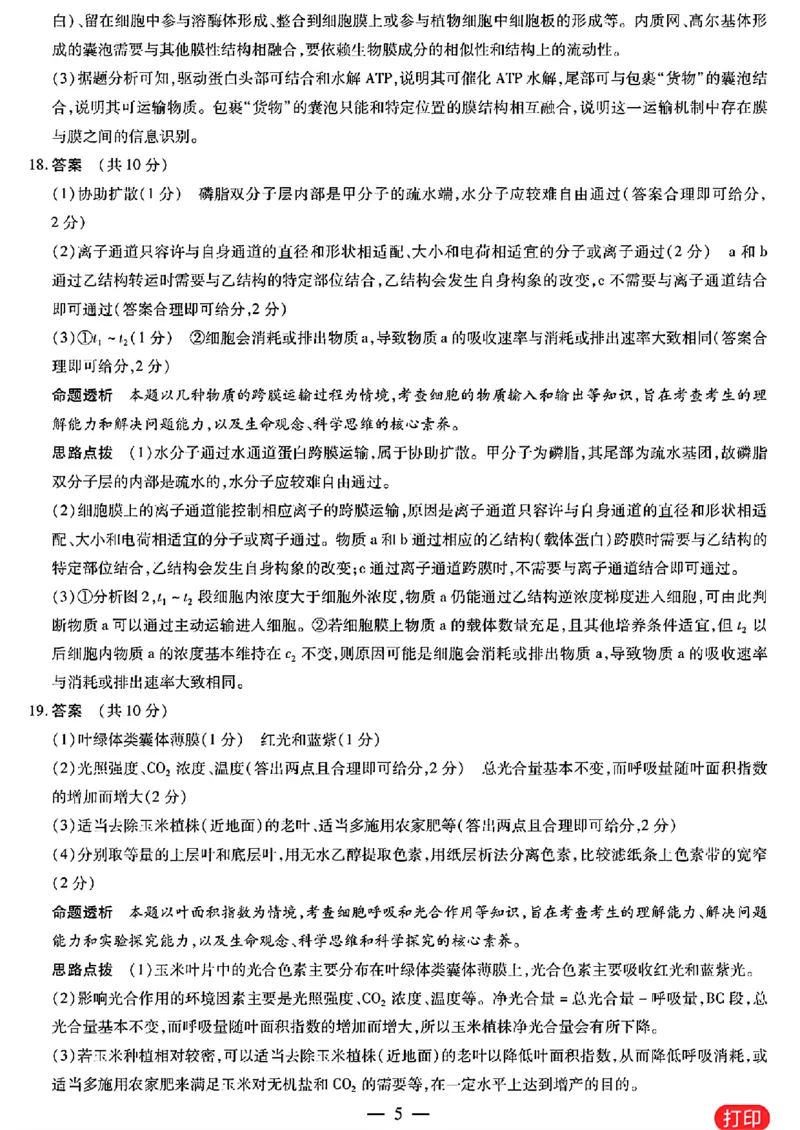 生物学答案_A1502026各地模拟卷（超值！）_10月_241013天一大联考皖豫名校联盟2024-2025学年高三10月联考_安徽省皖豫名校联盟2025届高三上学期10月联考（一模）生物