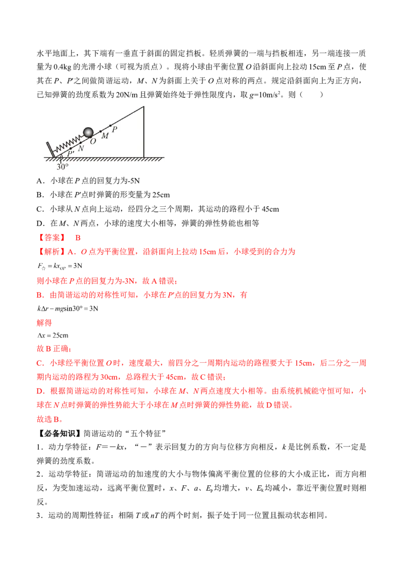 专题10.1　机械振动讲&mdash;&mdash;2023年高考物理一轮复习讲练测（新教材新高考通用）（解析版）_4.2025物理总复习_2023年新高复习资料_一轮复习