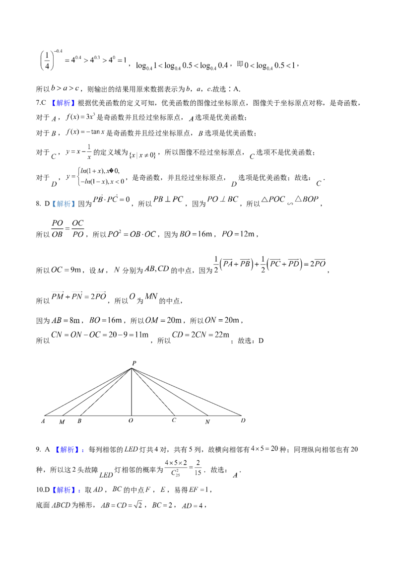 2023年高考押题预测卷02全国甲卷理科（参考答案）A4_2.2025数学总复习_2023年新高考资料_42023年高考数学押题预测卷