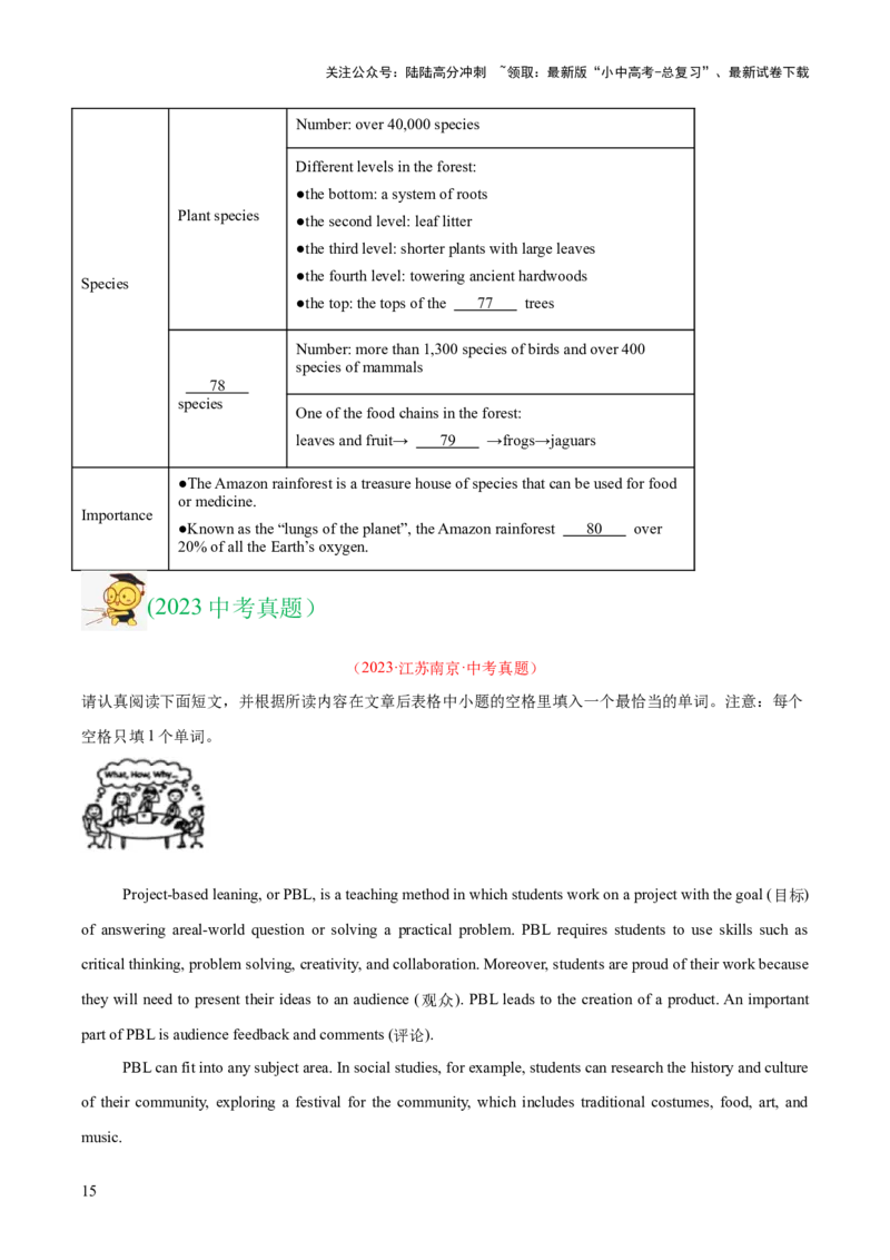 专题25任务型阅读考点3阅读填表（全国通用）（原卷版）_02中考总复习（2026版更新中）_03-英语-中考总复习_2026年中考复习（更新中）