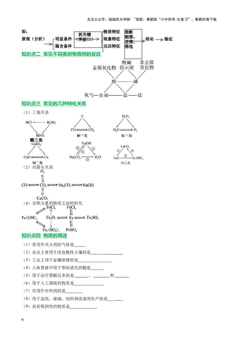 专题二物质的推断（讲练）（原卷版）_02中考总复习（2026版更新中）_05-化学-中考总复习_2025年中考复习资料_2025中考二轮课件ppt+讲义+练习化学_讲义+练习