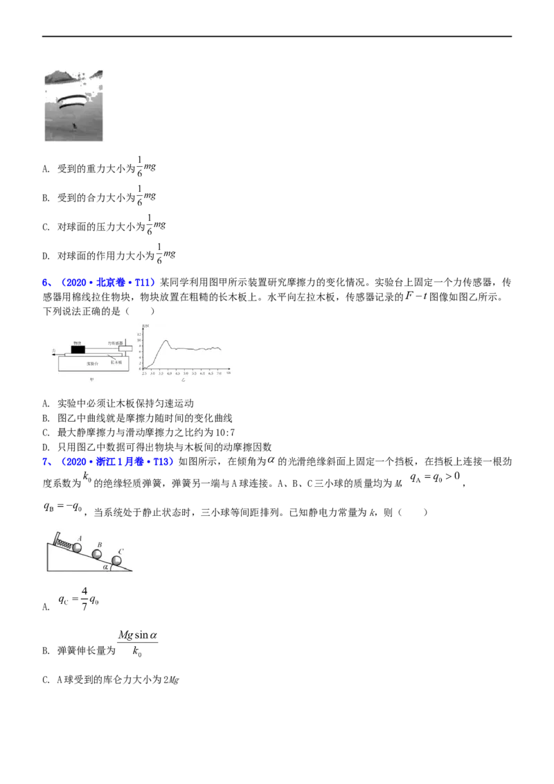 专题1.1力与物体的平衡（练）-2023年高考物理二轮复习讲练测（新高考专用）（原卷版）_4.2025物理总复习_2023年新高复习资料_二轮复习_2023年高考物理二轮复习讲练测（新高考专用）