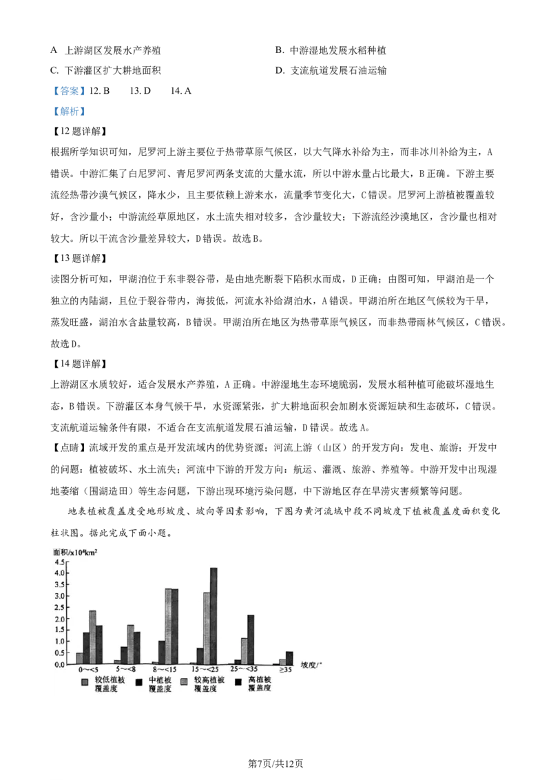 精品解析：江苏省盐城市2023-2024学年高二下学期6月期末考试地理试卷（解析版）_A1502026各地模拟卷（超值！）_6月_2406292024江苏省盐城市高二下学期期末考试