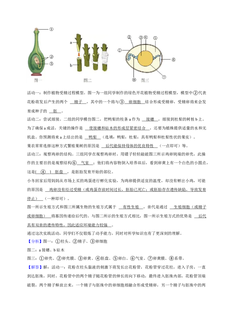 2023年山西省太原市中考生物真题（解析卷）_❤山西历年中考真题_8.山西中考生物2018-2025