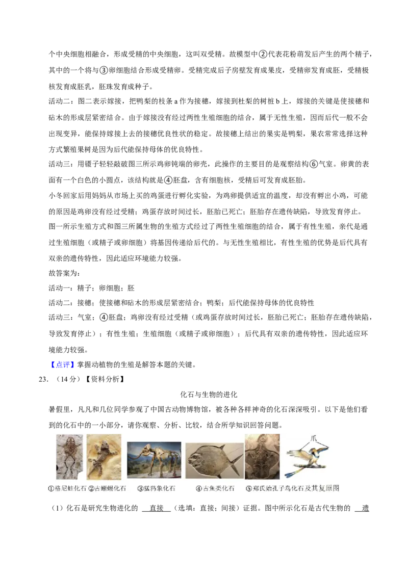 2023年山西省太原市中考生物真题（解析卷）_❤山西历年中考真题_8.山西中考生物2018-2025
