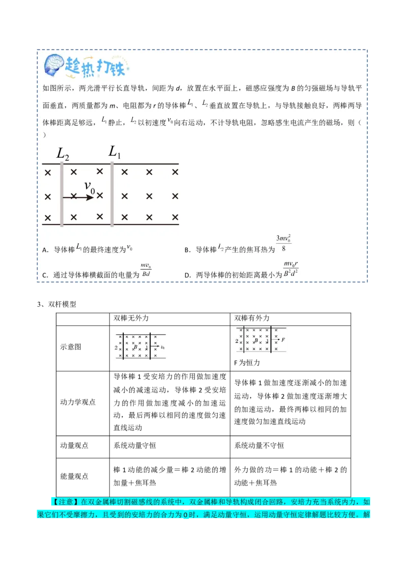 专题09动力学三大观点（原卷版）_4.2025物理总复习_2025年新高考资料_一轮复习_2025年高考物理一轮复习知识清单