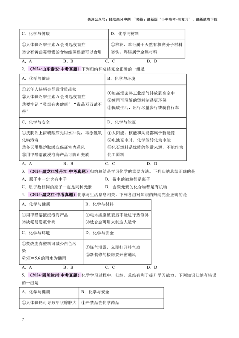 专题七化学思想方法的应用（讲练）（原卷版）_02中考总复习（2026版更新中）_05-化学-中考总复习_2025年中考复习资料_2025中考二轮课件ppt+讲义+练习化学_讲义+练习