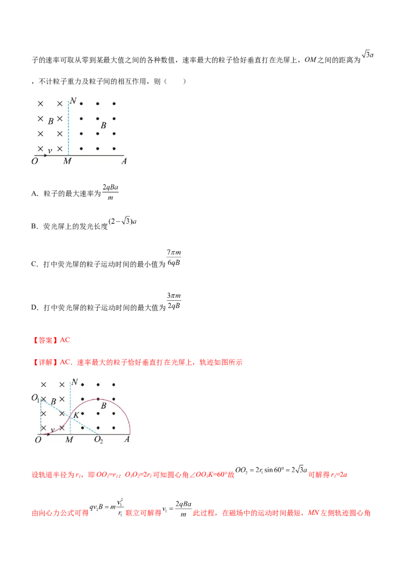 专题08磁场带电粒子在磁场中的运动（精练）（解析版）_4.2025物理总复习_赠品通用版（老高考）复习资料_二轮复习_2023年高考物理二轮复习讲练测（全国通用）288435117
