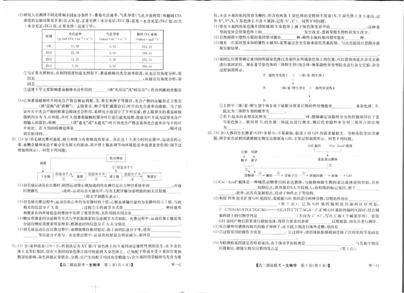 湖北省部分学校2023-2024学年高二下学期6月月考生物试题_A1502026各地模拟卷（超值！）_6月_240627九师联盟2023-2024学年高二下学期6月摸底联考（G）