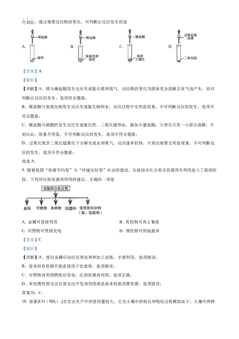 2022年山西省中考化学真题（解析卷）_❤山西历年中考真题_5.山西中考化学2008-2025